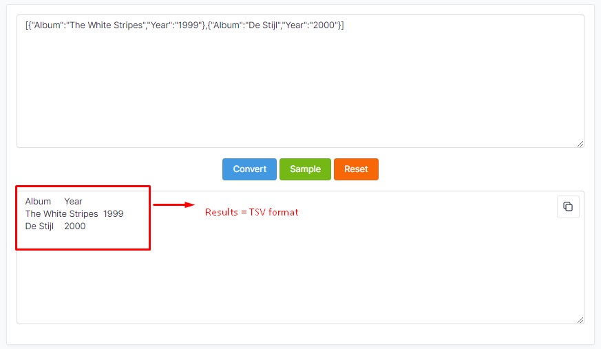 JSON to TSV results